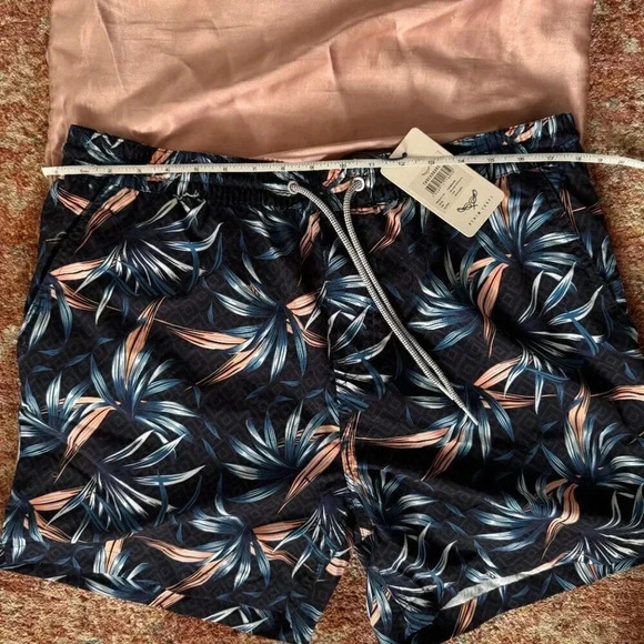 NWT Threadbare 2-Pack Men's Swim Shorts | Coral & Tropical Print | Fits Like M - Picture 4 of 7